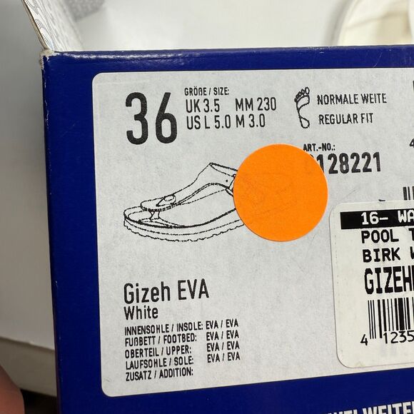 Birkenstock Gizeh Sandals Womens Size 5 Eva Sole White EU 36 Regular Fit - Picture 10 of 10